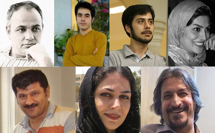 In alto, da sinistra: Ahmad Zeidabadi, Hossein Ronaghi Maleki, Masoud Bastani, Shiva Nazar Ahari. In basso, da sinistra: Bahman Ahmadi Amouee, Bahareh Hedayat, Hesmatollah Tabarzadi